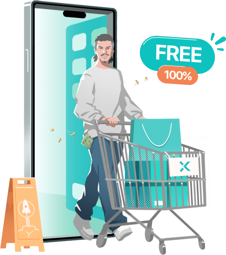 A person browsing and shopping with X-VPN, 100% free