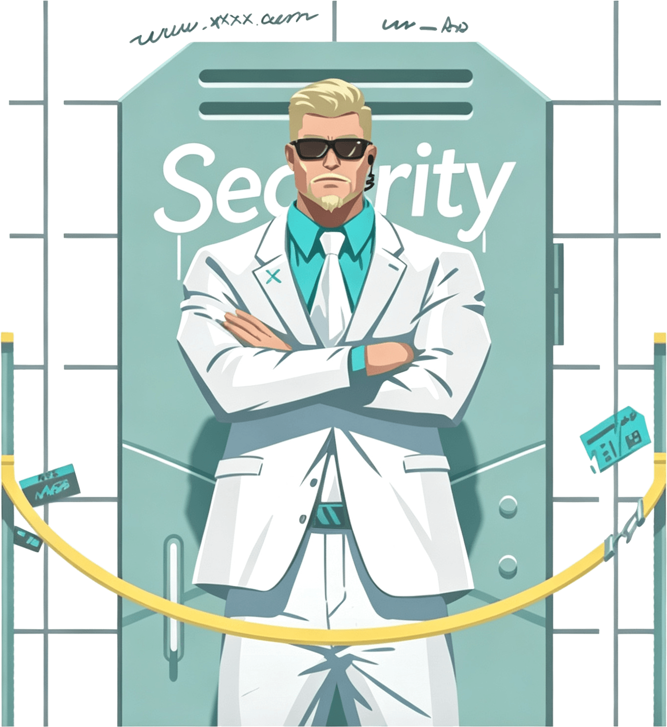 A security guard protecting a secure entrance