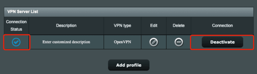 activate the vpn connection