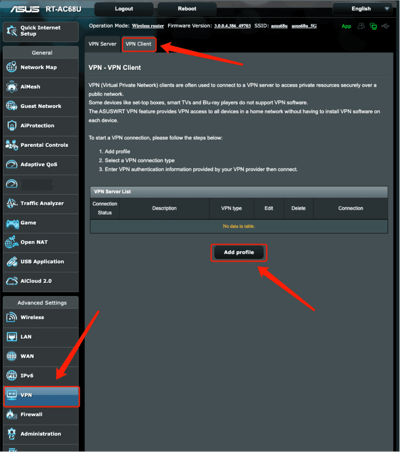 configure the vpn client