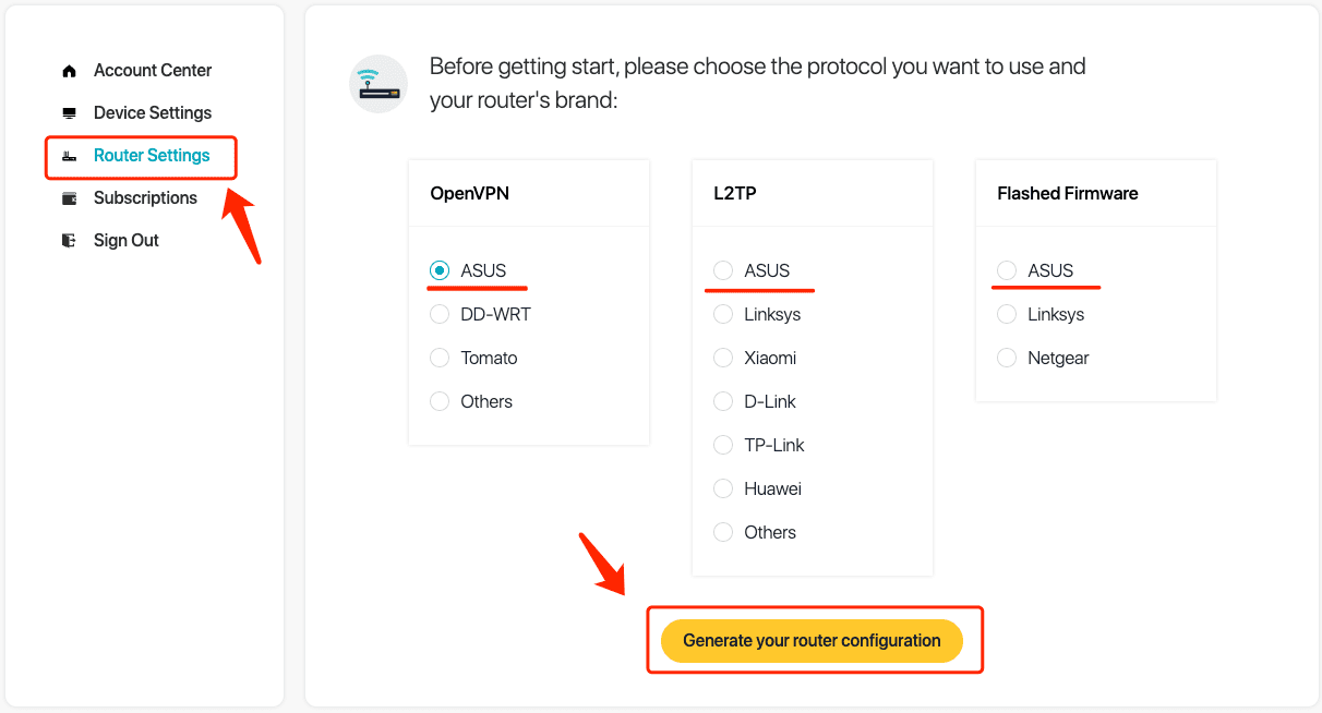 generate your router confguration