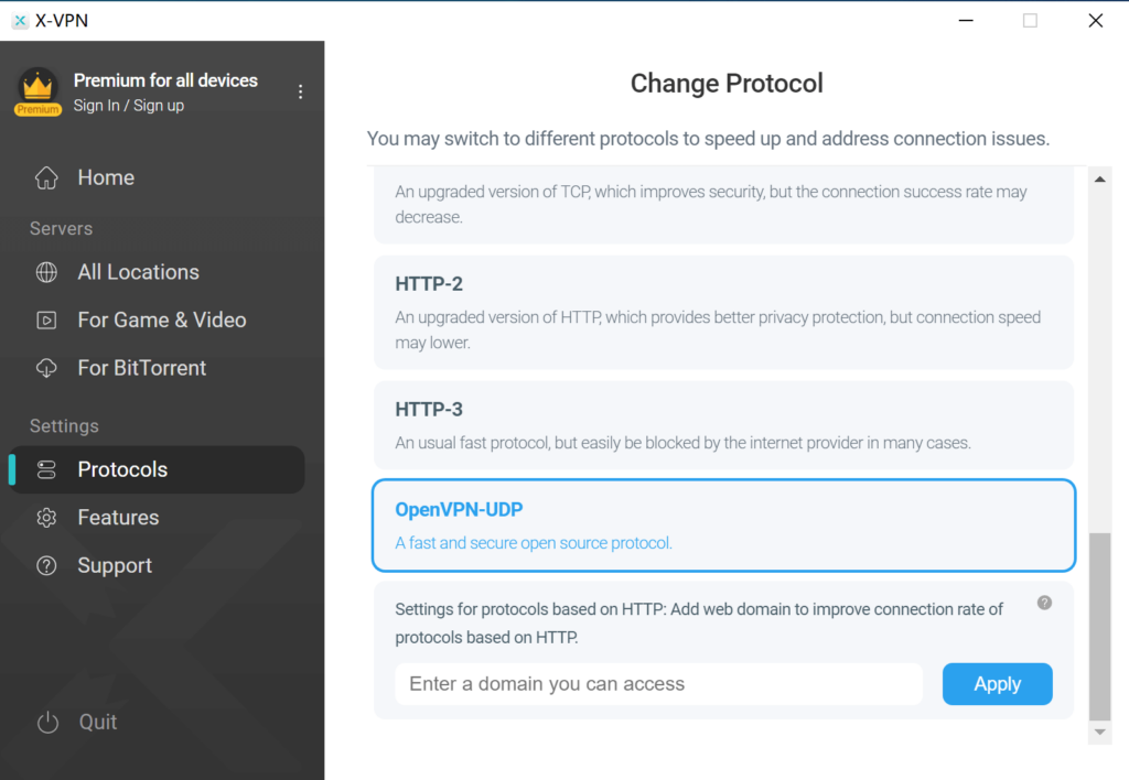 change protocol on windows