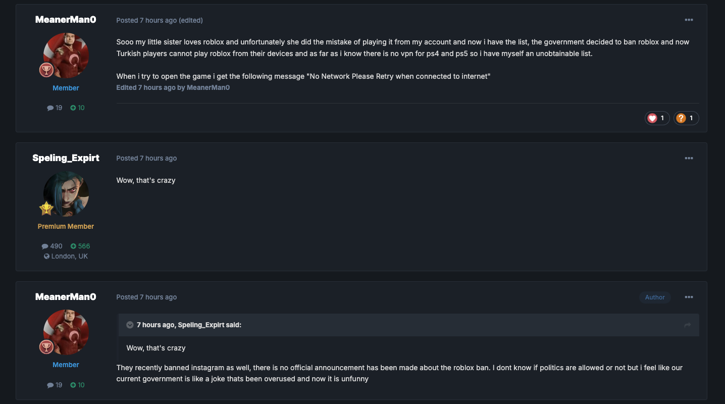 comments from netizens about roblox ban on psnprofiles