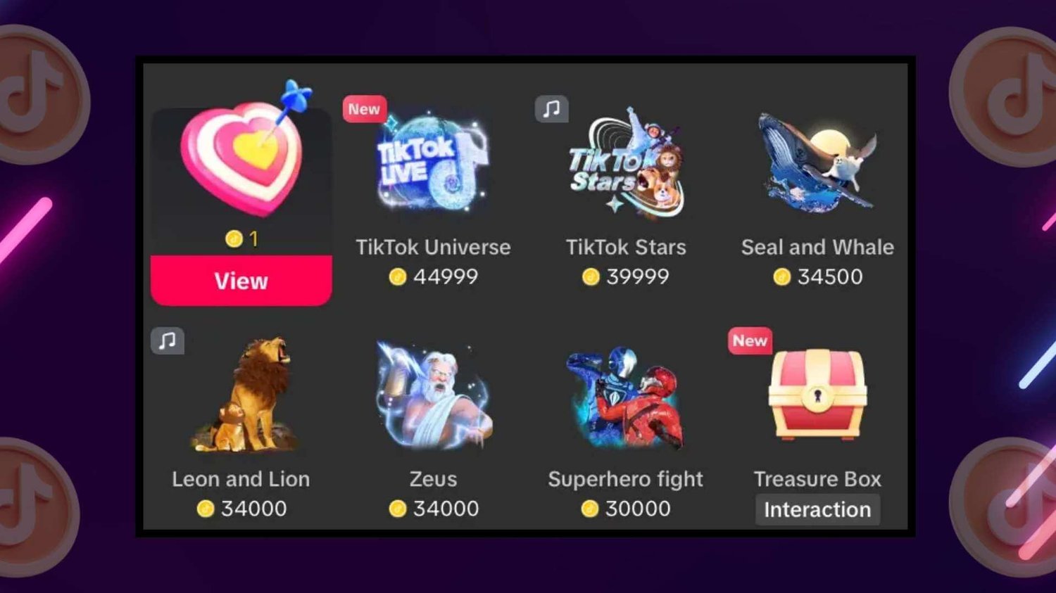 TikTok Coins, virtual gifts