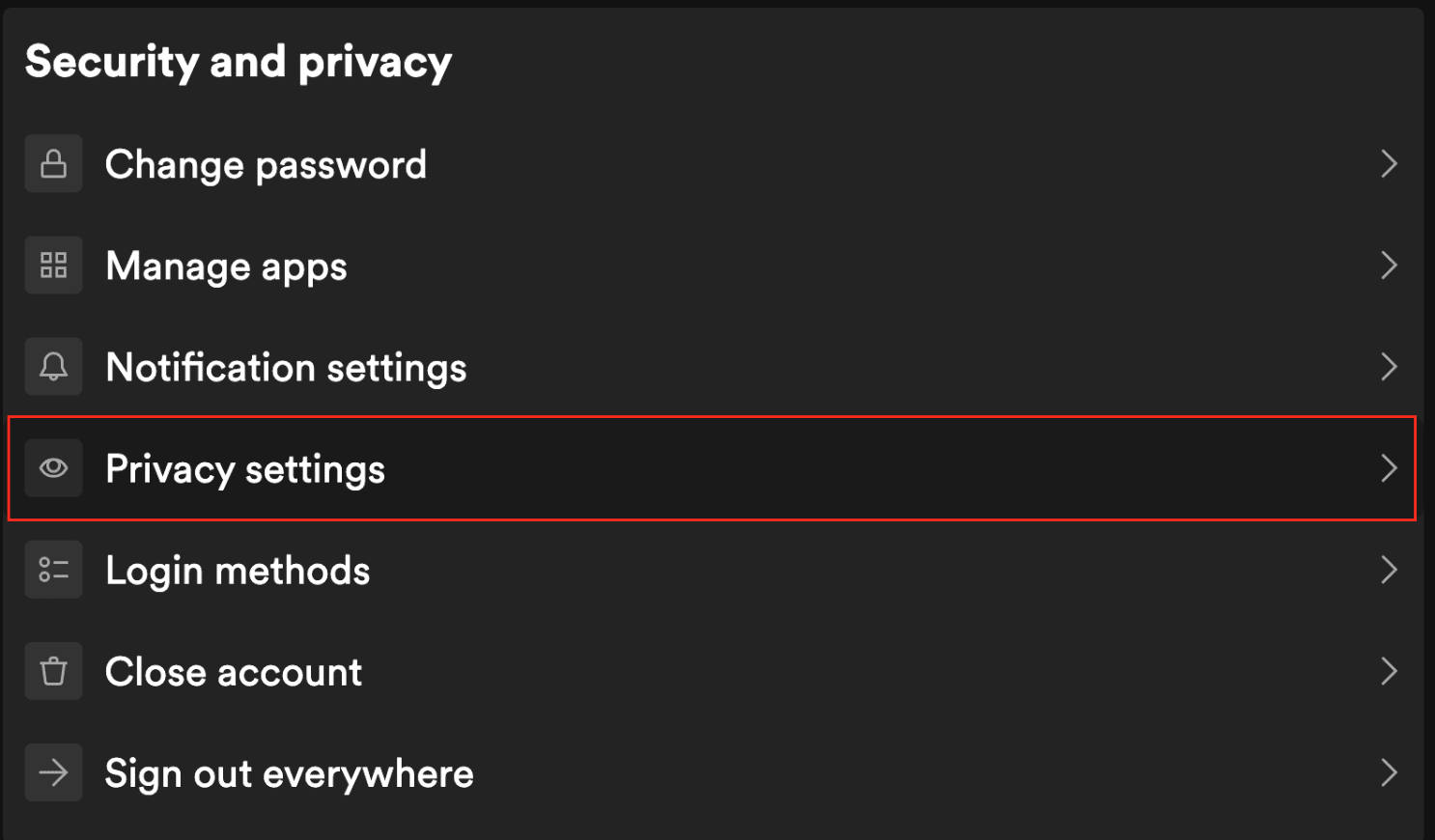 Spotify, privacy settinngs