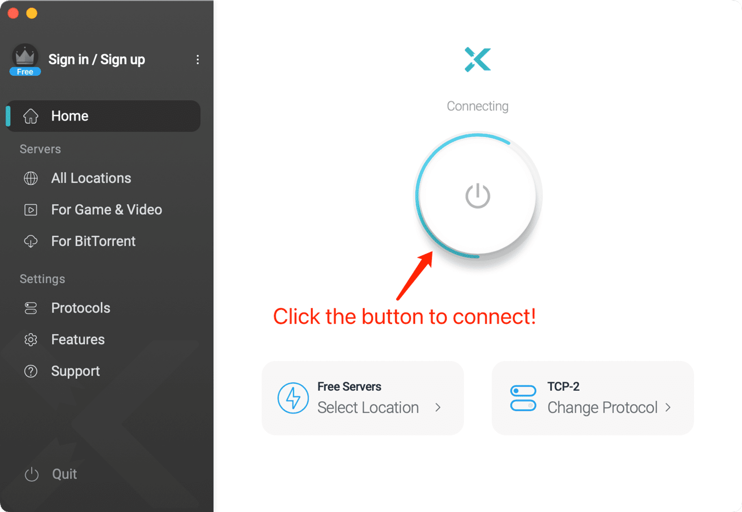 Connect to X-VPN