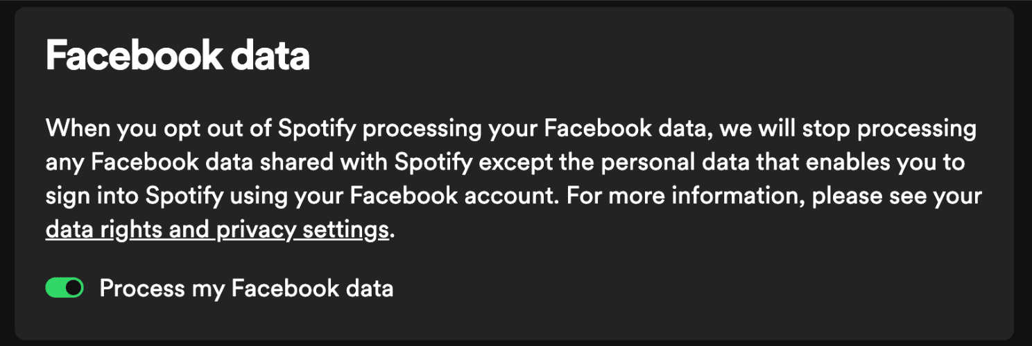 Spotify, facebook data