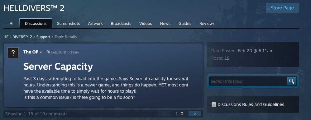 helldivers 2 servers at capacity