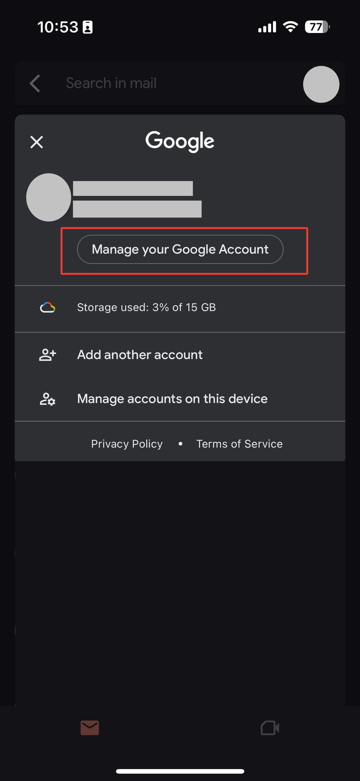 manage your google account