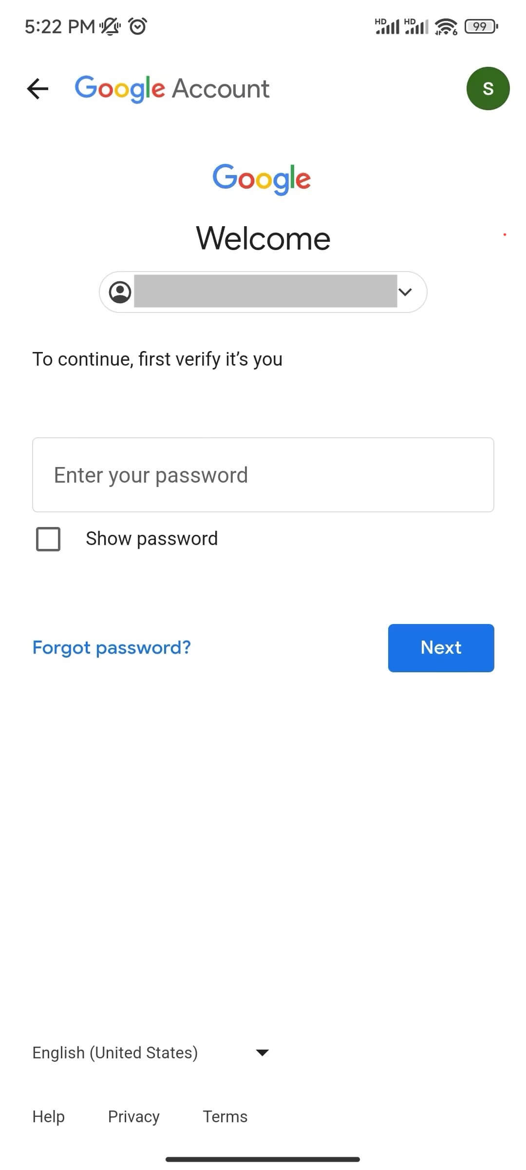 enter your password