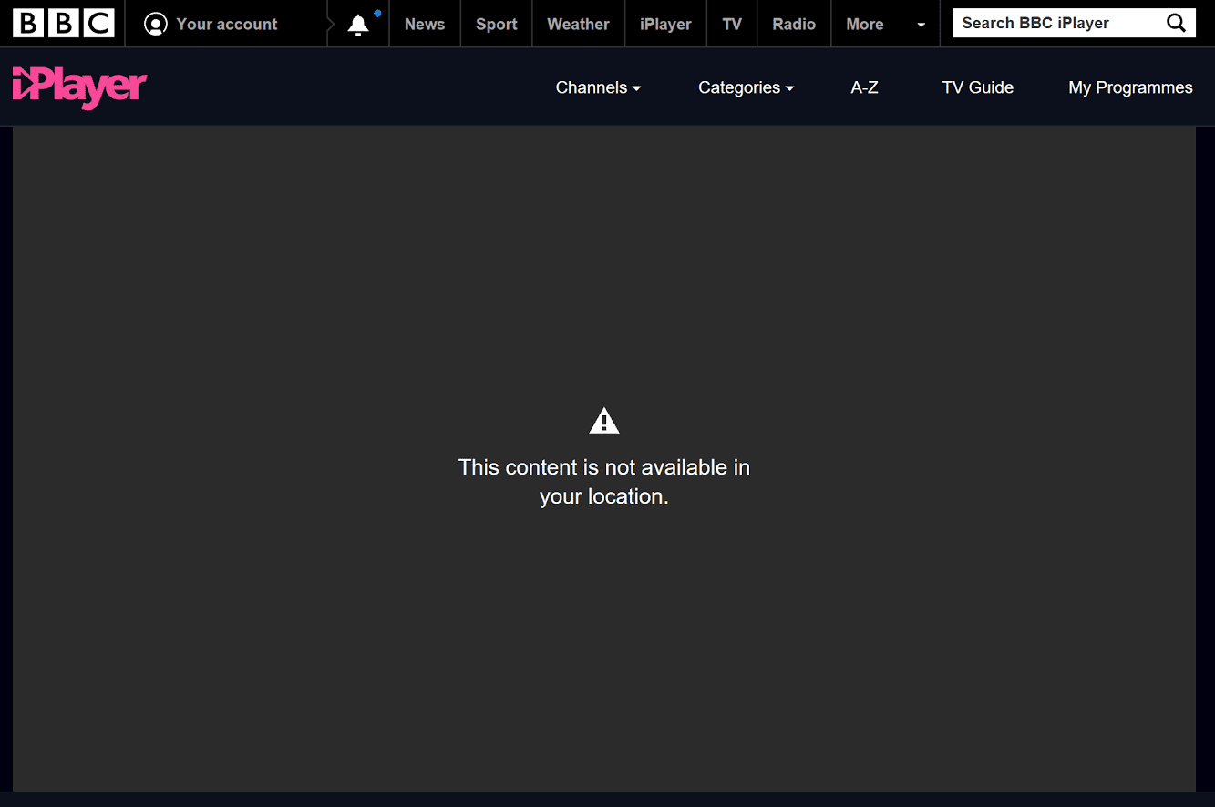 BBCiplayer is not available in your region