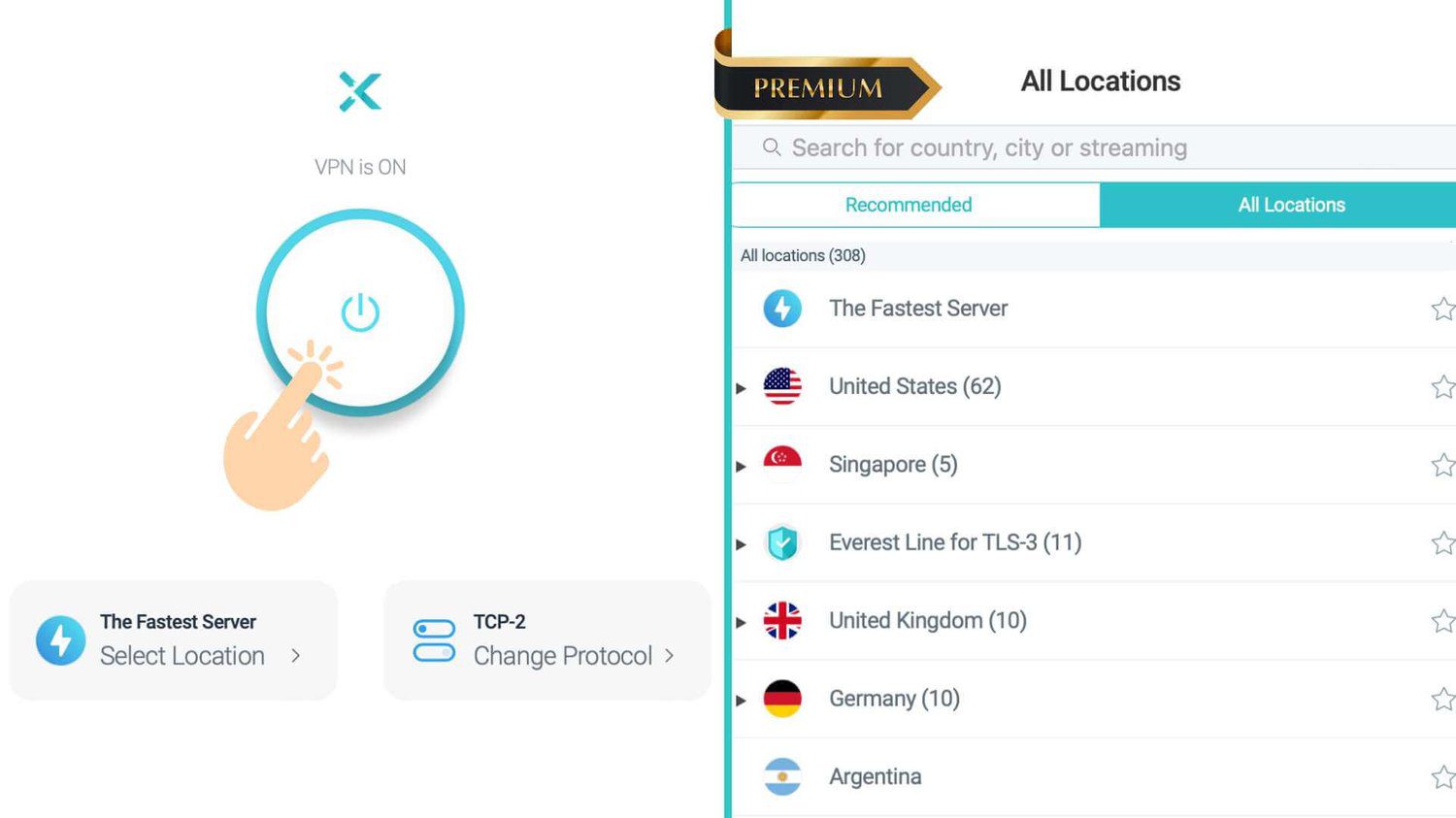 Connect to a serverx X-VPN