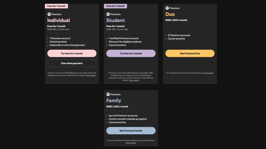 Spotify Official Paid Subscription in Nigeria