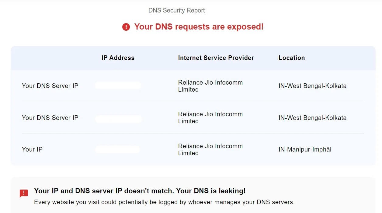 dns leak test