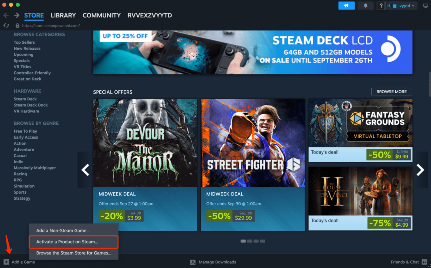 activate a product on steam