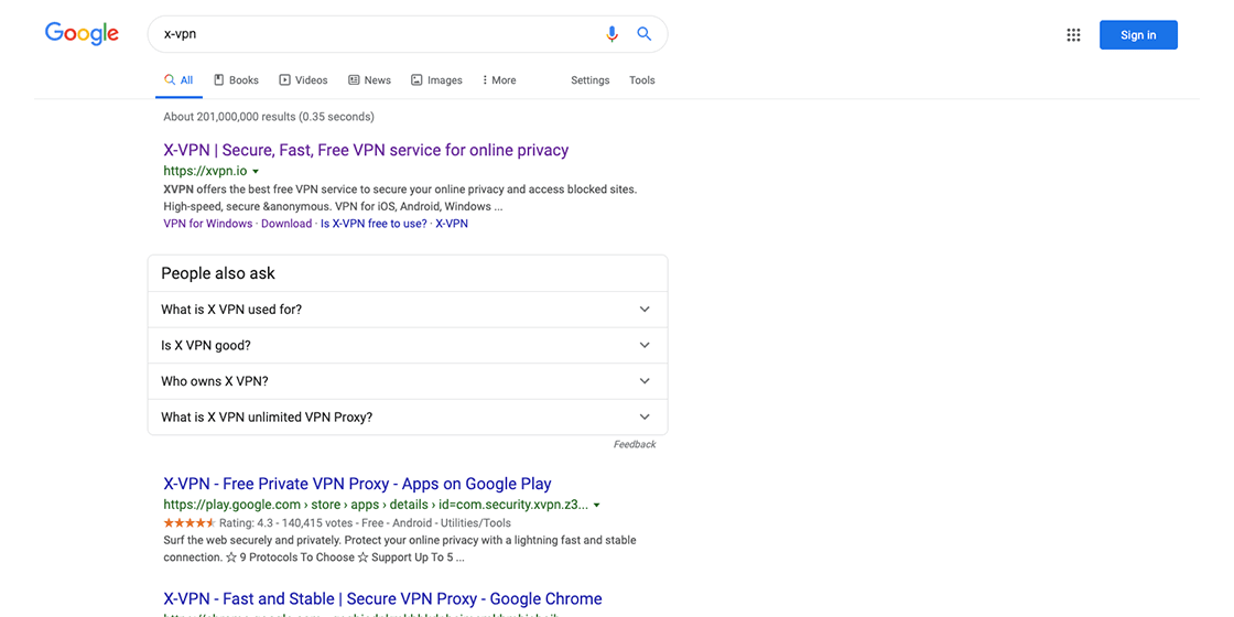 X-VPN, google
