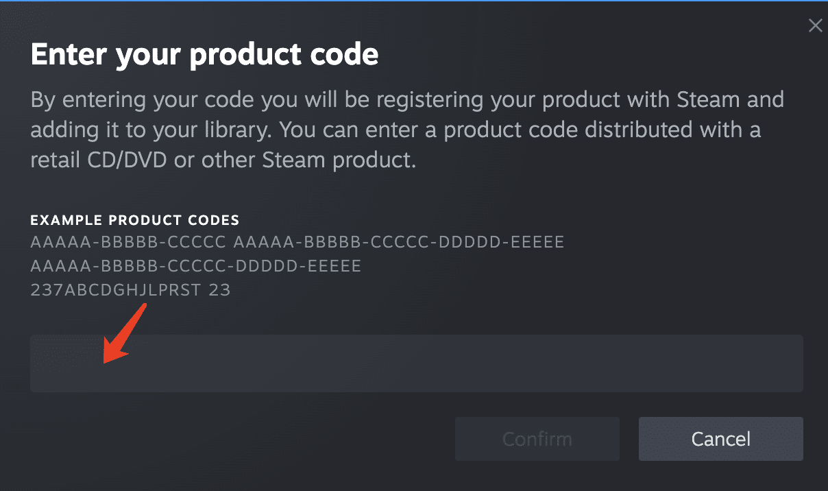 enter steam key