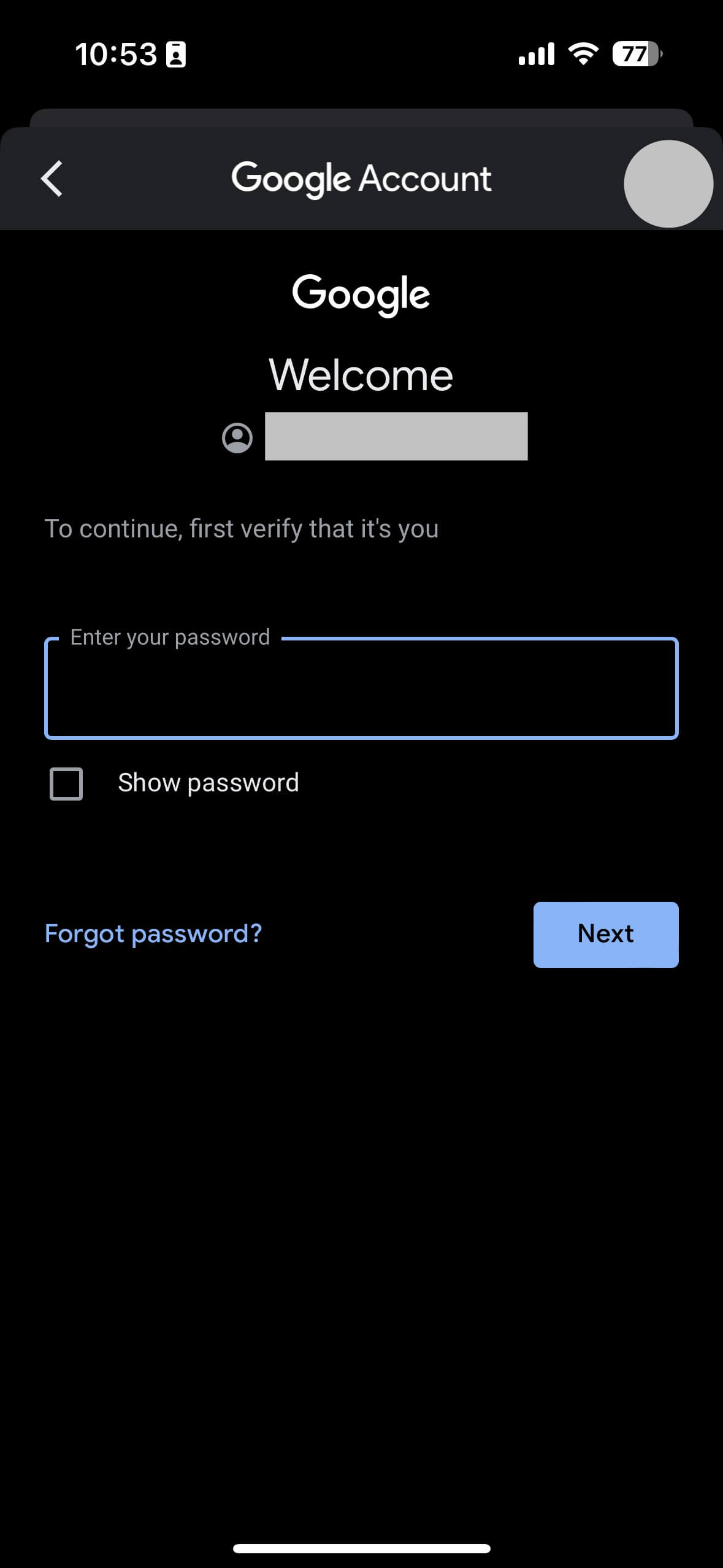 enter your password