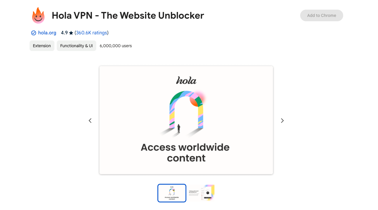 Hola VPN Chrome Extension