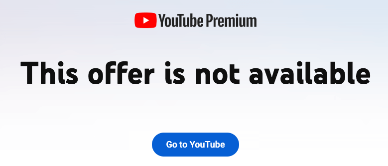 youtube premium is not available