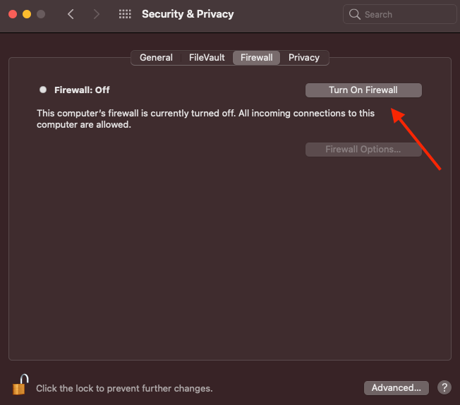 Turn On Firewall