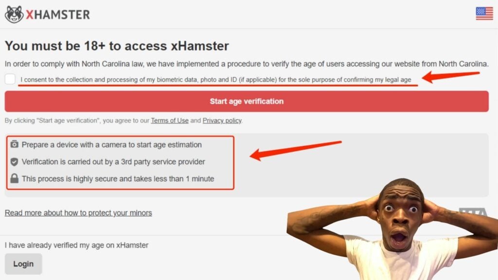 xHamster, age verification