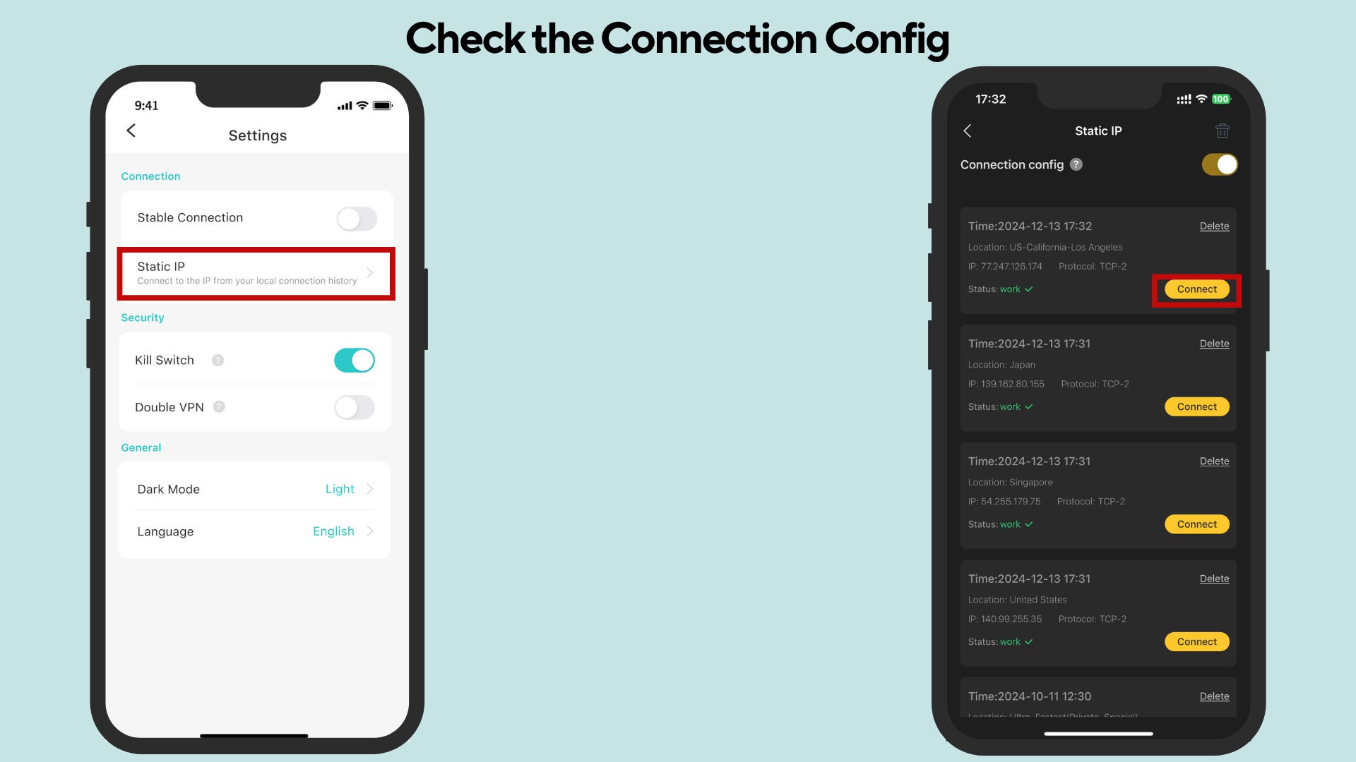 check the connection config