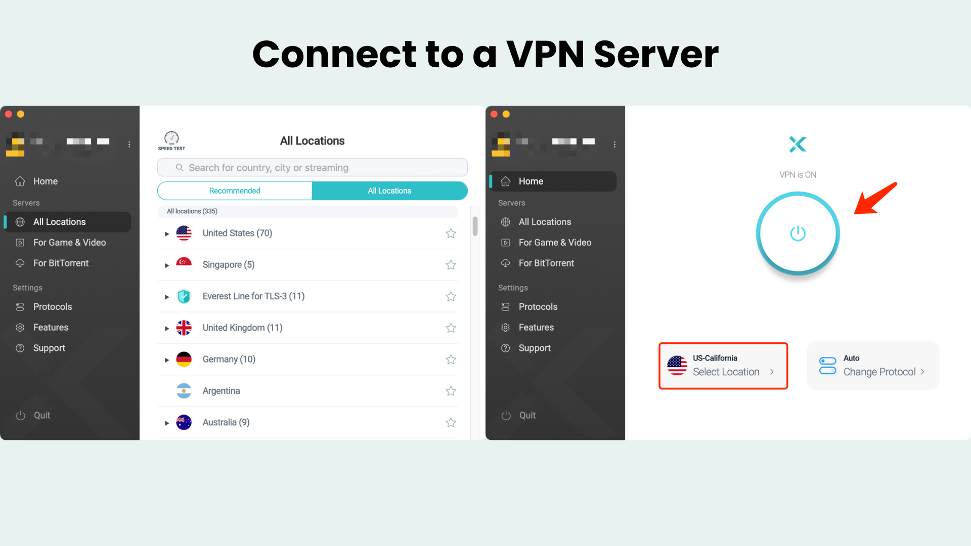 connect to a premium server