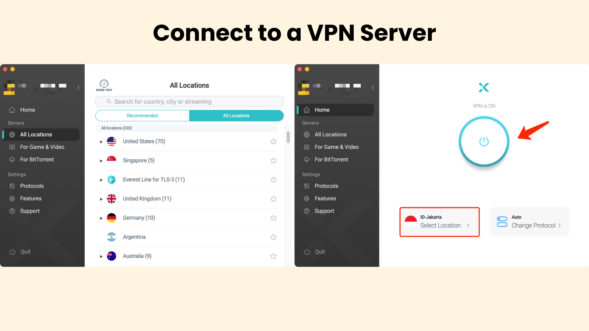 connect to a vpn server via xvpn