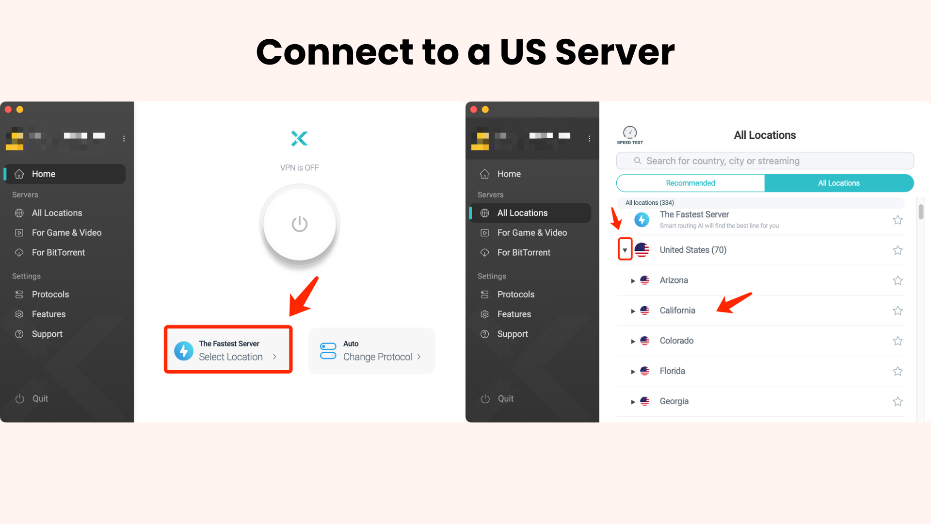 connect to a us server