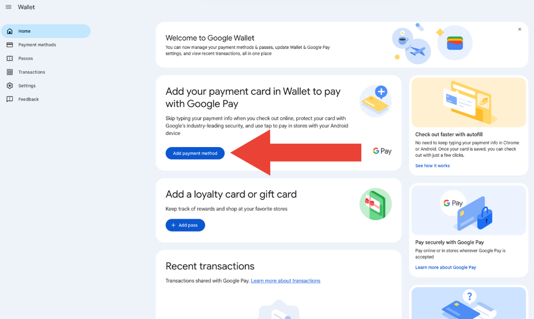 Add Payment Info on Google Wallet