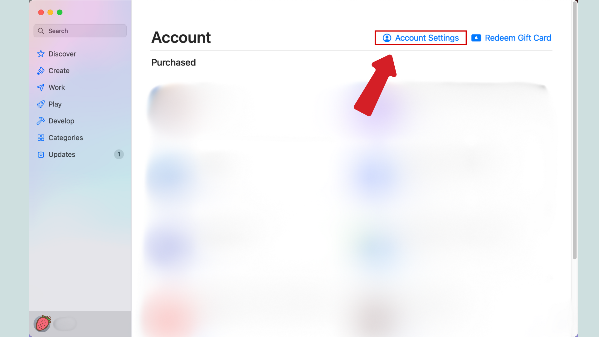 hit the account settings option on macbook