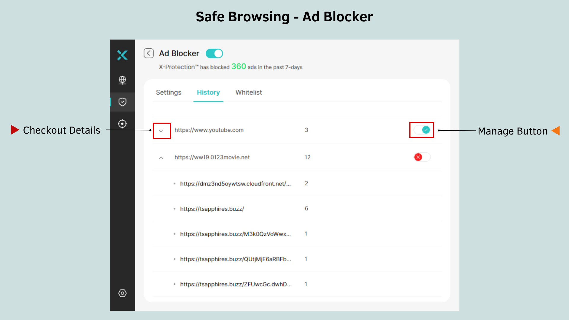 check the history of xvpn ad blocker