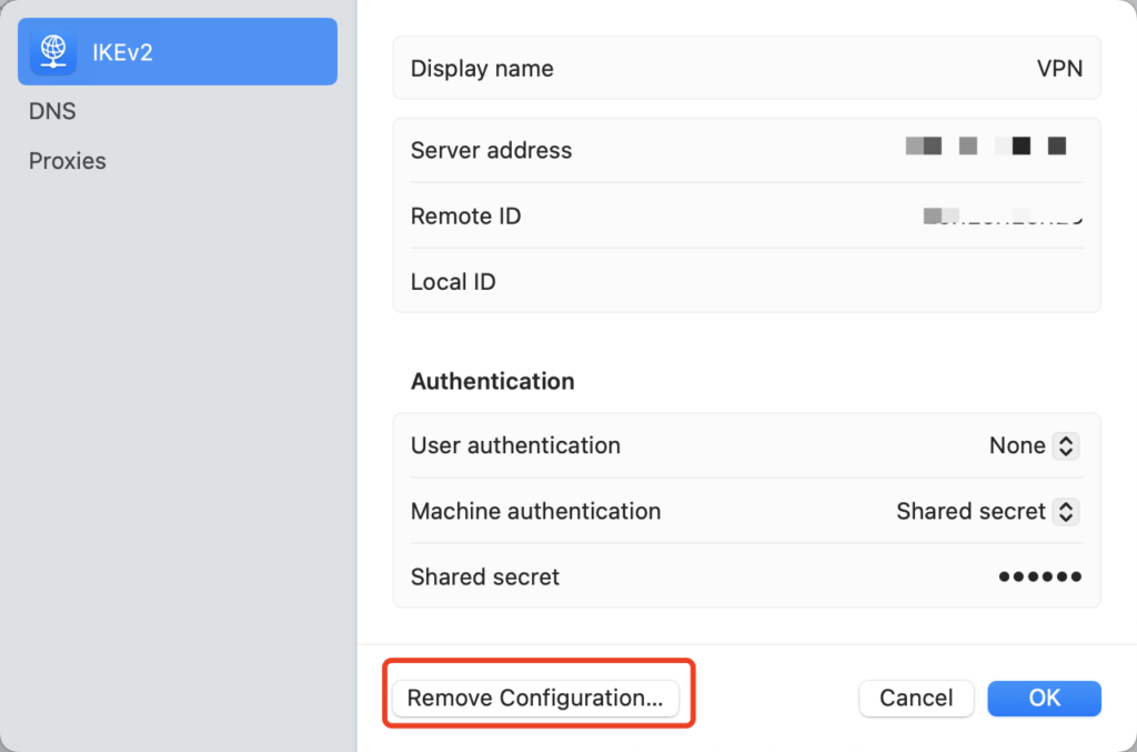 Remove VPN Configuration