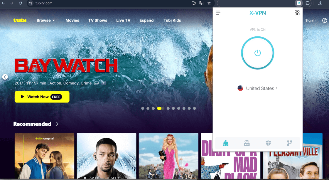 Watch Tubi on Browser with X-VPN