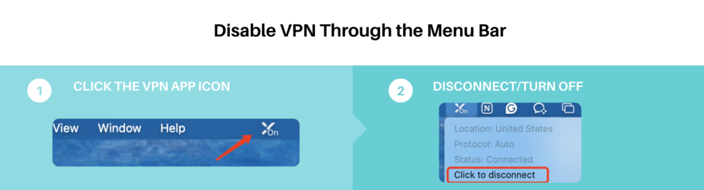 how to disable VPN on Mac through the menu bar