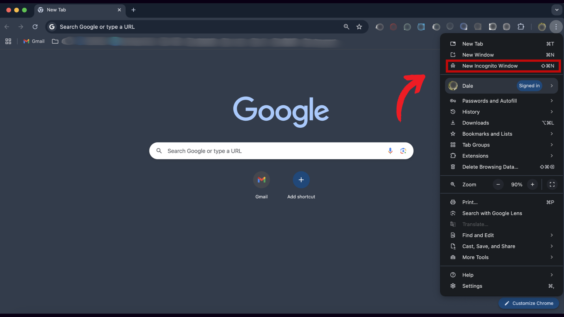 open Incognito Mode on Chrome for PC