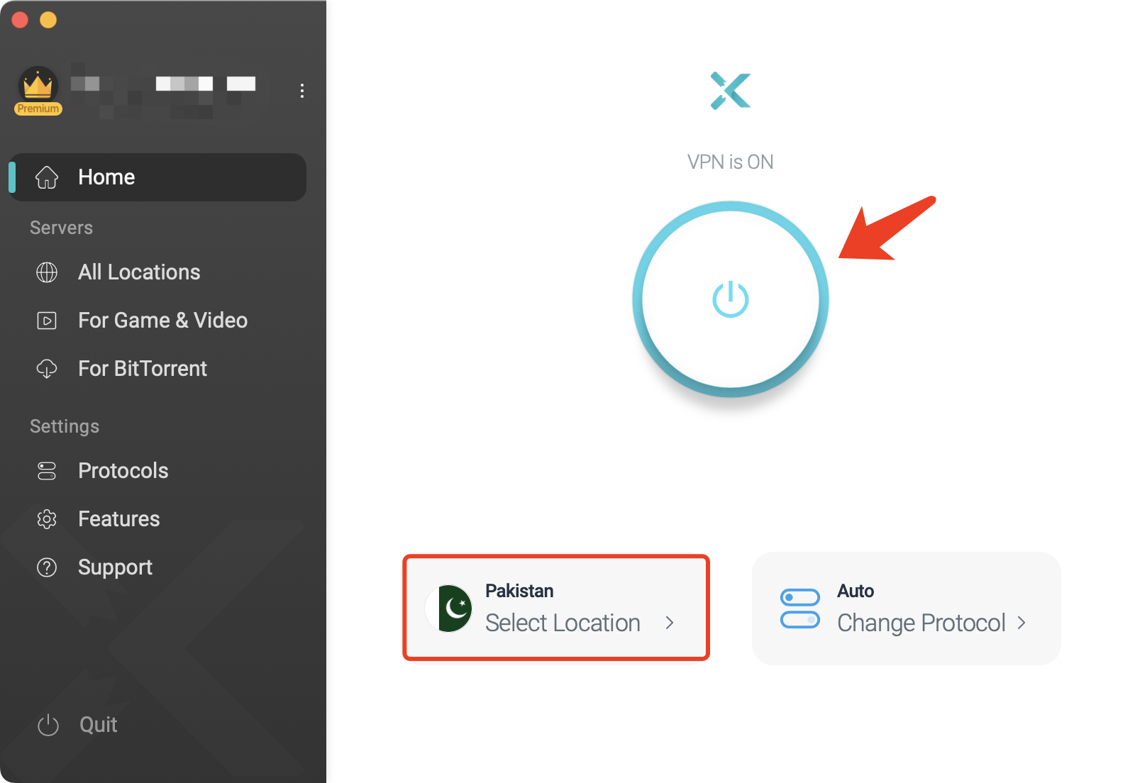 connect to a server in pakistan