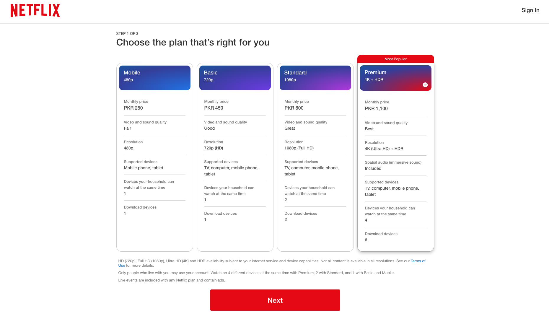 choose a netflix plan