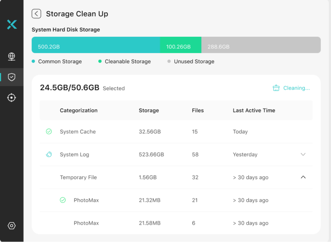 Clean PC with X-VPN Windows Storage Clean Up