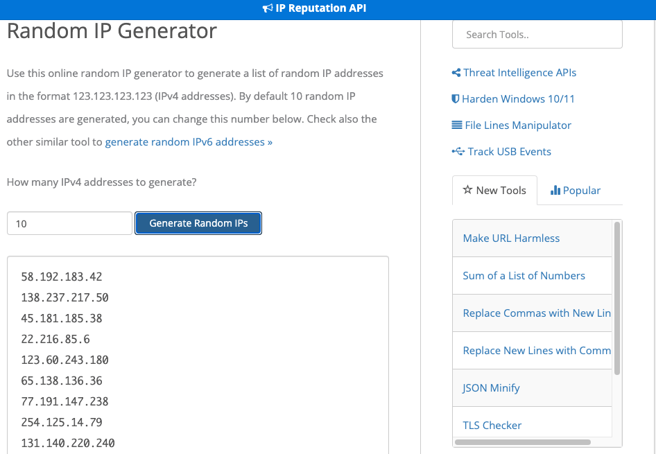 Generate Non-Functional Random Fake IP