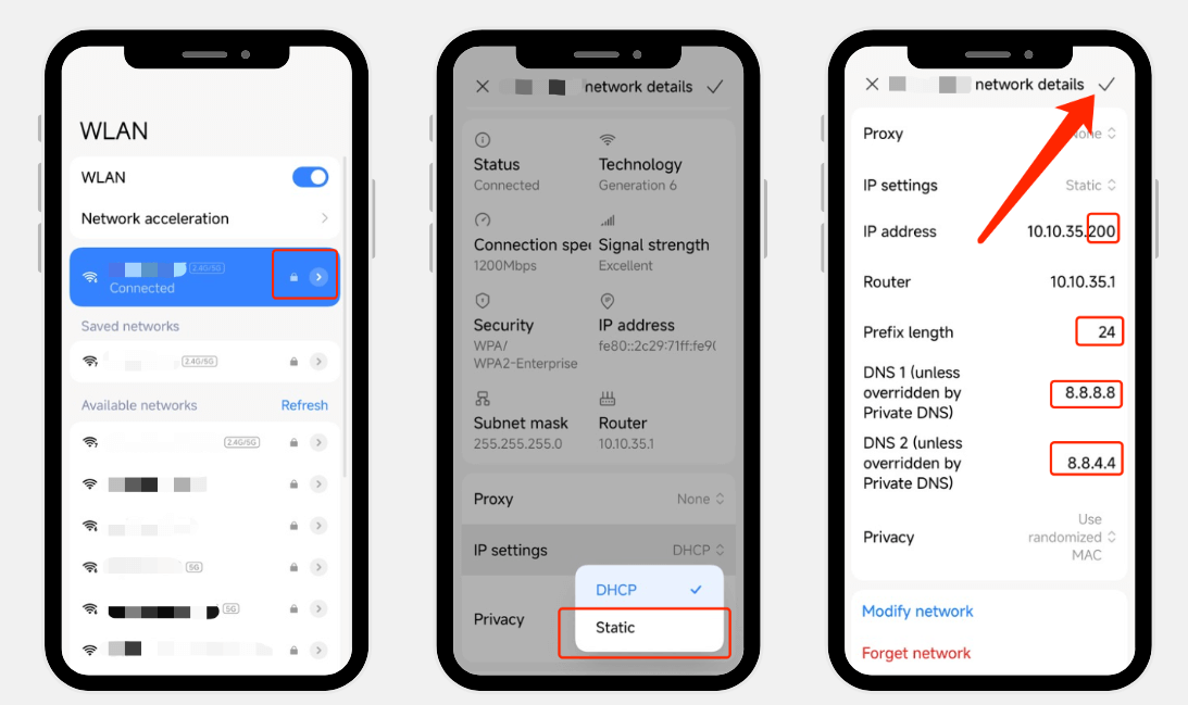 Manually Configure a Static IP Address for Android