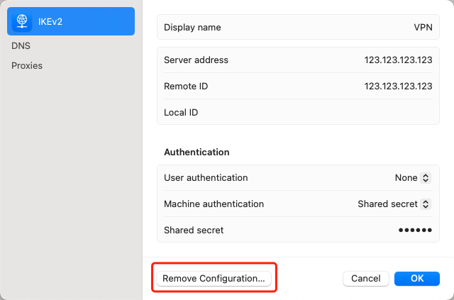 remove vpn configuration completely