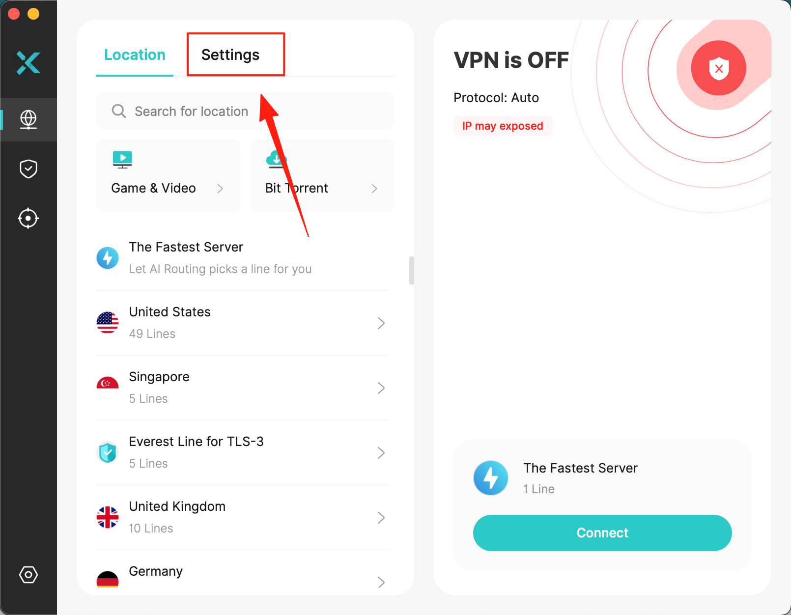 choose vpn settings