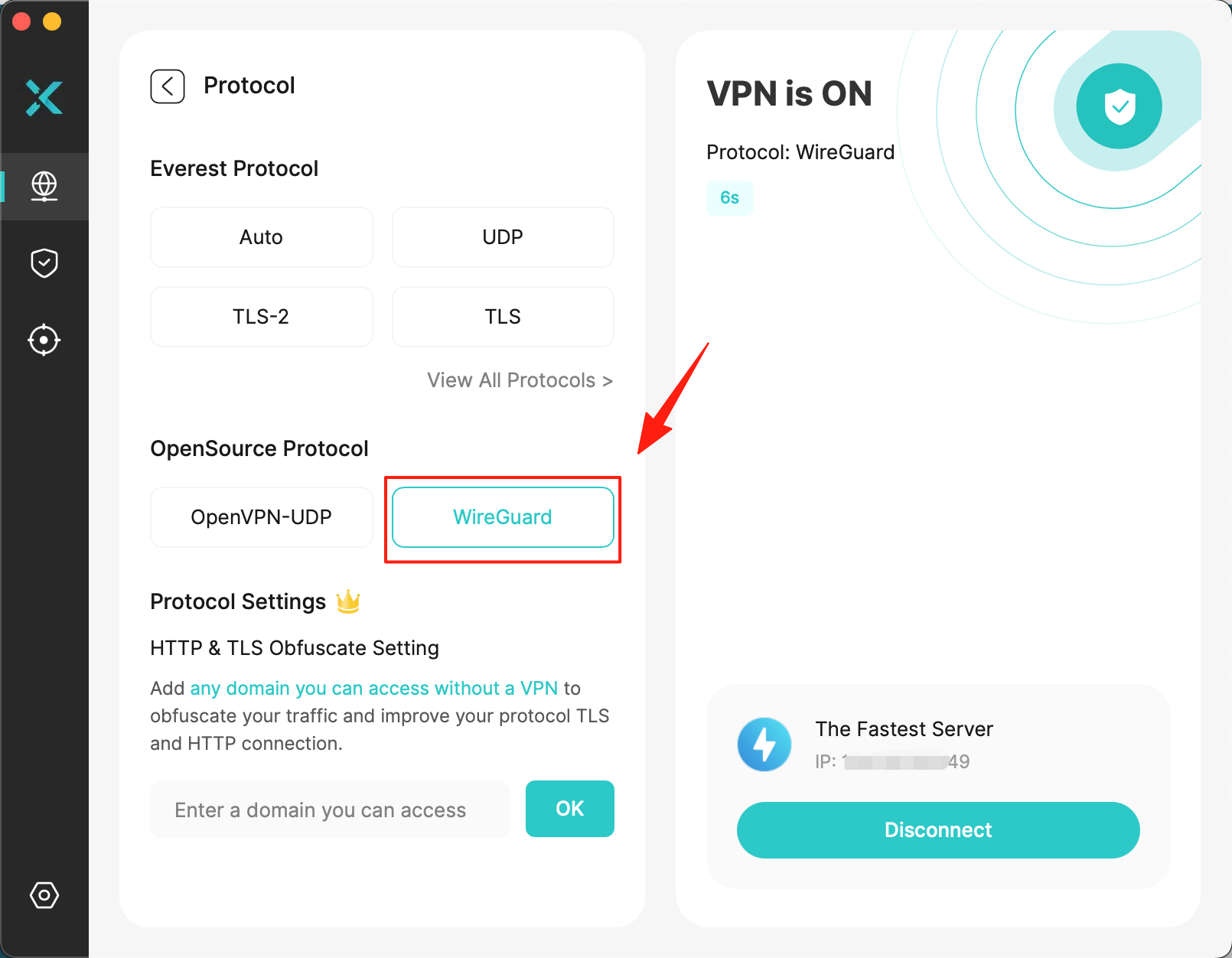 choose wireguard on xvpn