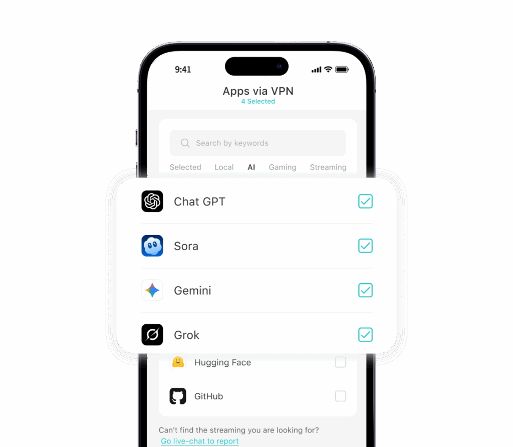 App-Based Split Tunneling