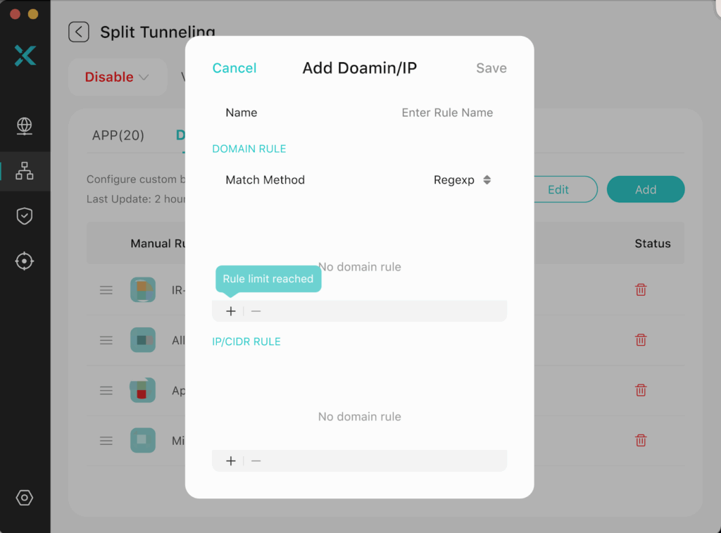 Website-Based Split Tunneling