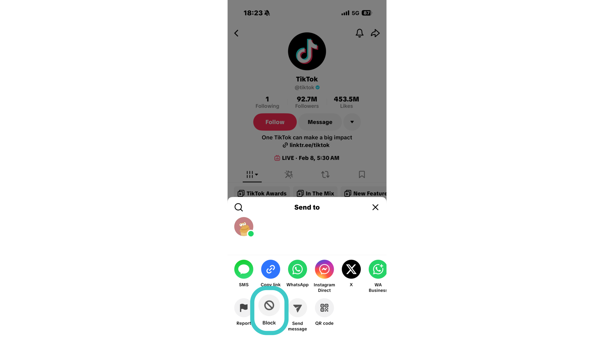 Step 3. Select “Block”