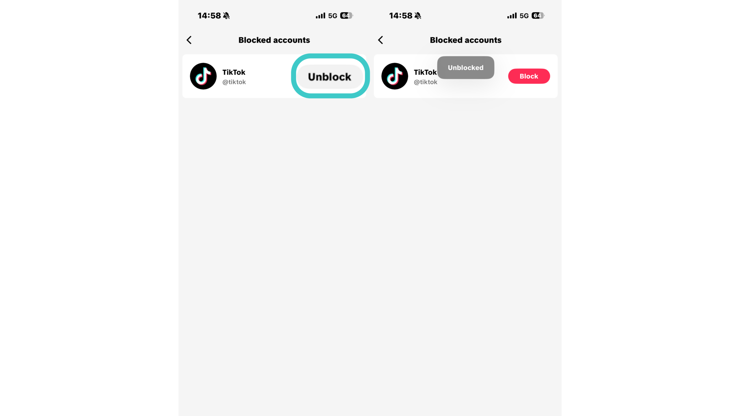 Step 4. Tap “Unblock” Next to the User