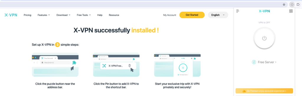 X-VPN's chrome extension